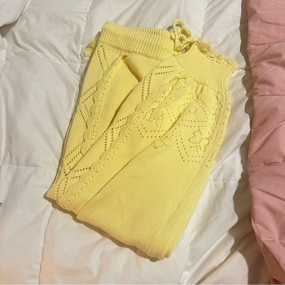 LoveShackFancy Nyla Knit Jogger in Lemon Drop - Picture 3 of 5